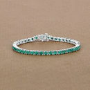 7.48 Carat Genuine Emerald .925 Sterling Silver Bracelet
