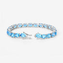 35.20 Carat Genuine Swiss Blue Topaz .925 Sterling Silver Bracelet