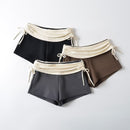 Fashion Stitching Side Drawstring Hot Pants