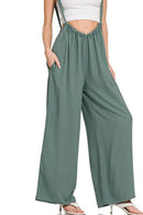 Zenana Woven Tie Back Suspender Jumpsuit