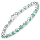 3.78 Carat Genuine Emerald .925 Sterling Silver Bracelet