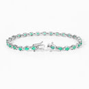 3.78 Carat Genuine Emerald .925 Sterling Silver Bracelet