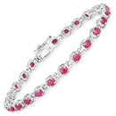 5.50 Carat Genuine Ruby .925 Sterling Silver Bracelet