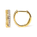 10K Yellow Gold 1/10 Cttw Diamond and Rope Twist Huggy Hoop Earrings (H-I Color, I1-I2 Clarity)
