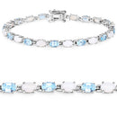 9.02 Carat Genuine Blue Topaz and Opal .925 Sterling Silver Bracelet