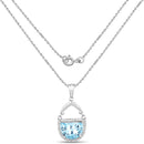 4.08 Carat Genuine Swiss Blue Topaz & White Topaz .925 Sterling Silver Pendant