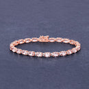 8.95 Carat Genuine Morganite and White Diamond 14K Rose Gold Bracelet