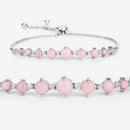 5.50 Carat Genuine Pink Opal and White Topaz .925 Sterling Silver Bracelet