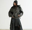 Turtleneck Smoky-blend PU Faux Leather Jacket