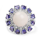 4.25 Carat Genuine Opal, Tanzanite & White Topaz .925 Sterling Silver Ring
