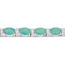10.47 Carat Genuine Emerald and White Topaz .925 Sterling Silver Bracelet