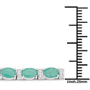 10.47 Carat Genuine Emerald and White Topaz .925 Sterling Silver Bracelet