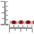 11.67 Carat Genuine Ruby and White Diamond 14K Yellow Gold Bracelet