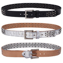 Womens Distinctive Rivet Belt Made Of Full-Grain Cowhide