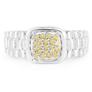0.25 Carat Genuine Yellow Diamond .925 Sterling Silver Ring