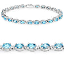 7.92 Carat Genuine Blue Zircon .925 Sterling Silver Bracelet