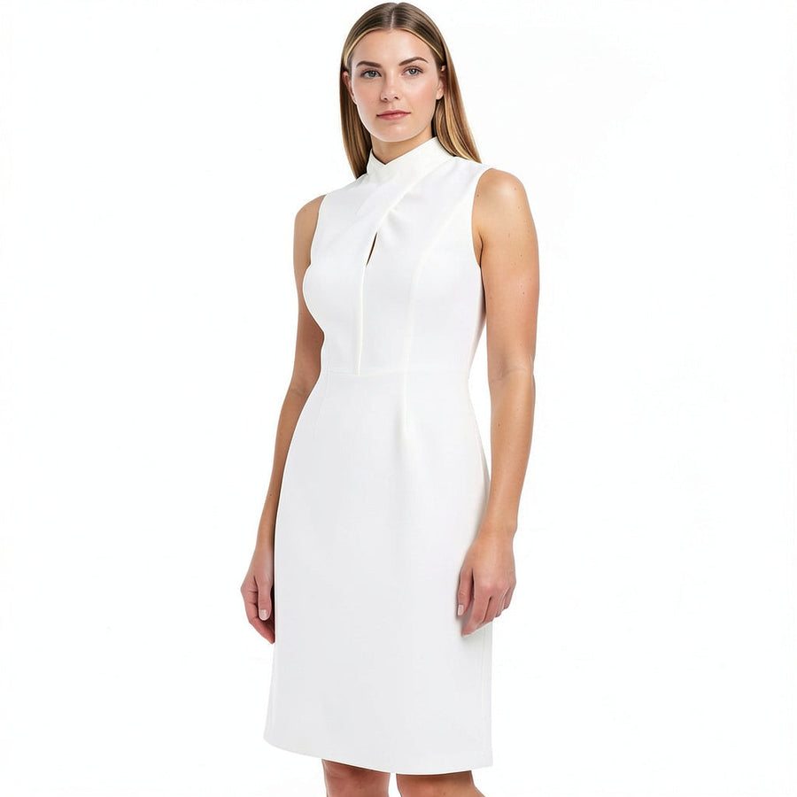 calvin klein white sheath dress Calvin Klein Women's Sleeveless Cross Sheath with Center Front Keyhole – Ralphie's Funhouse