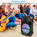 KOCASO Wireless Speaker Portable PA Karaoke System with 15" Subwoofer FM Radio Wired Microphone w/ DJ Lights Remote Control