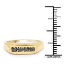 14K Yellow Gold Plated 0.48 Carat Genuine Black Diamond .925 Sterling Silver Ring
