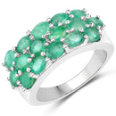 7.80 Carat Genuine Zambian Emerald .925 Sterling Silver 3 Piece Jewelry Set (Ring, Earrings, and Pendant w/ Chain)