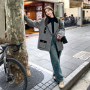 Gray Niche Design Wool Blazer For Women