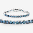 14.33 Carat Genuine Blue Diamond 14K White Gold Bracelet