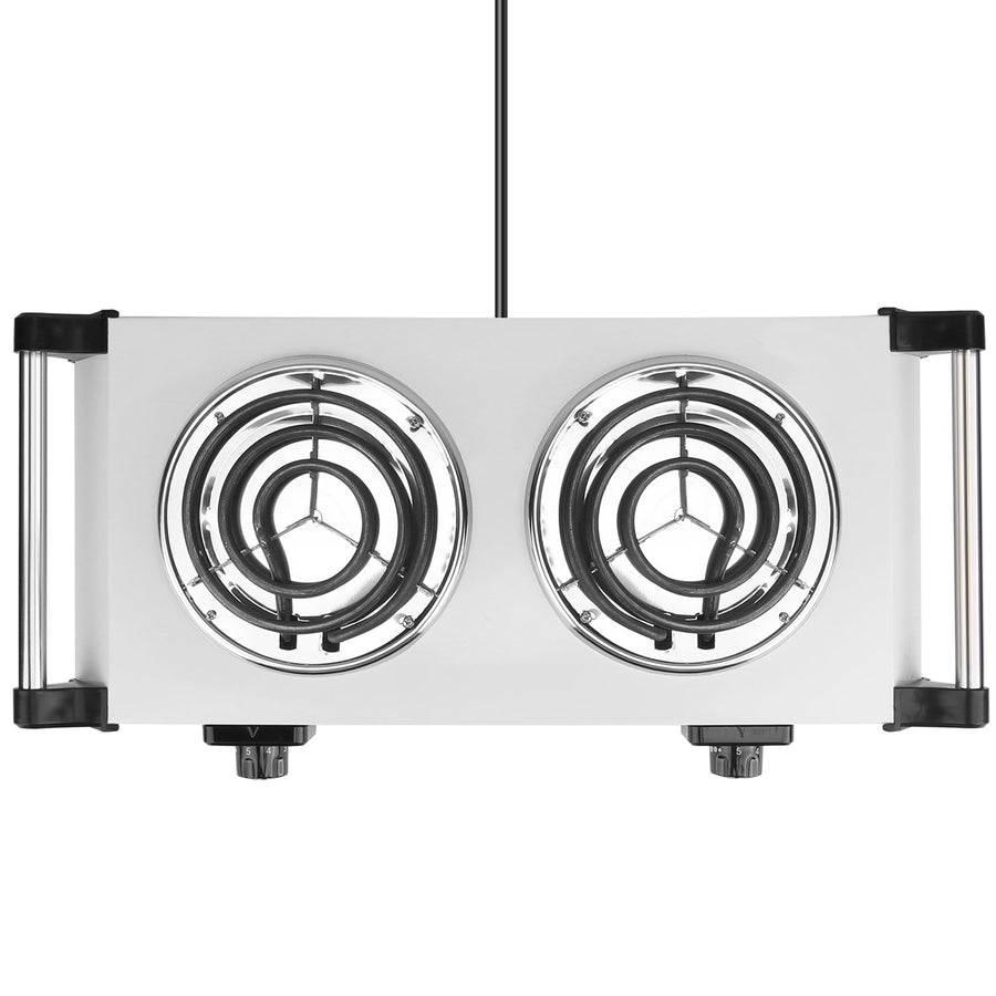 2000W Electric Dual Burner Portable Coil Heating Hot Plate Stove Countertop RV Hotplate with 5 Temperature Adjustments Portable Handles