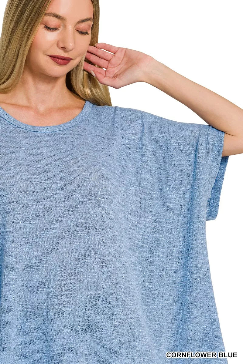 Zenana Oversized Slub Hacci Top