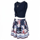 Beautees Big Girls Plus 2-Pc. Twist-Knot Top/ Skater Skirt Set, Size 16