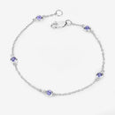 0.50 Carat Genuine Tanzanite .925 Sterling Silver Bracelet