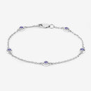0.50 Carat Genuine Tanzanite .925 Sterling Silver Bracelet