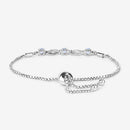 0.74 Carat Genuine Aquamarine and White Sapphire .925 Sterling Silver Bracelet