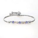 0.77 Carat Genuine Tanzanite and White Sapphire .925 Sterling Silver Bracelet