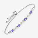 1.81 Carat Genuine Tanzanite and White Topaz .925 Sterling Silver Bracelet