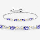 1.81 Carat Genuine Tanzanite and White Topaz .925 Sterling Silver Bracelet