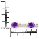 3.27 Carat Genuine Amethyst and White Topaz .925 Sterling Silver Bracelet