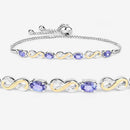 1.79 Carat Genuine Tanzanite and White Topaz .925 Sterling Silver Bracelet