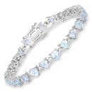 7.71 Carat Genuine Aquamarine and White Diamond .925 Sterling Silver Bracelet