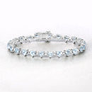 7.71 Carat Genuine Aquamarine and White Diamond .925 Sterling Silver Bracelet