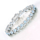 11.62 Carat Genuine Blue Topaz and White Diamond .925 Sterling Silver Bracelet