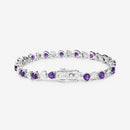 6.59 Carat Genuine Amethyst and White Diamond .925 Sterling Silver Bracelet