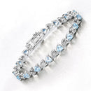 7.64 Carat Genuine Blue Topaz and White Diamond .925 Sterling Silver Bracelet