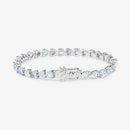 7.64 Carat Genuine Blue Topaz and White Diamond .925 Sterling Silver Bracelet