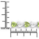 6.74 Carat Genuine Peridot and White Diamond .925 Sterling Silver Bracelet