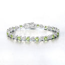 6.74 Carat Genuine Peridot and White Diamond .925 Sterling Silver Bracelet