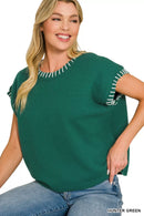 Zenana Stitch Detailed Oversize Sweater