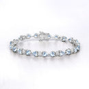 7.36 Carat Genuine Aquamarine and White Diamond .925 Sterling Silver Bracelet