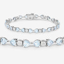 7.36 Carat Genuine Aquamarine and White Diamond .925 Sterling Silver Bracelet