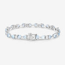 7.36 Carat Genuine Aquamarine and White Diamond .925 Sterling Silver Bracelet