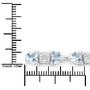 7.36 Carat Genuine Aquamarine and White Diamond .925 Sterling Silver Bracelet